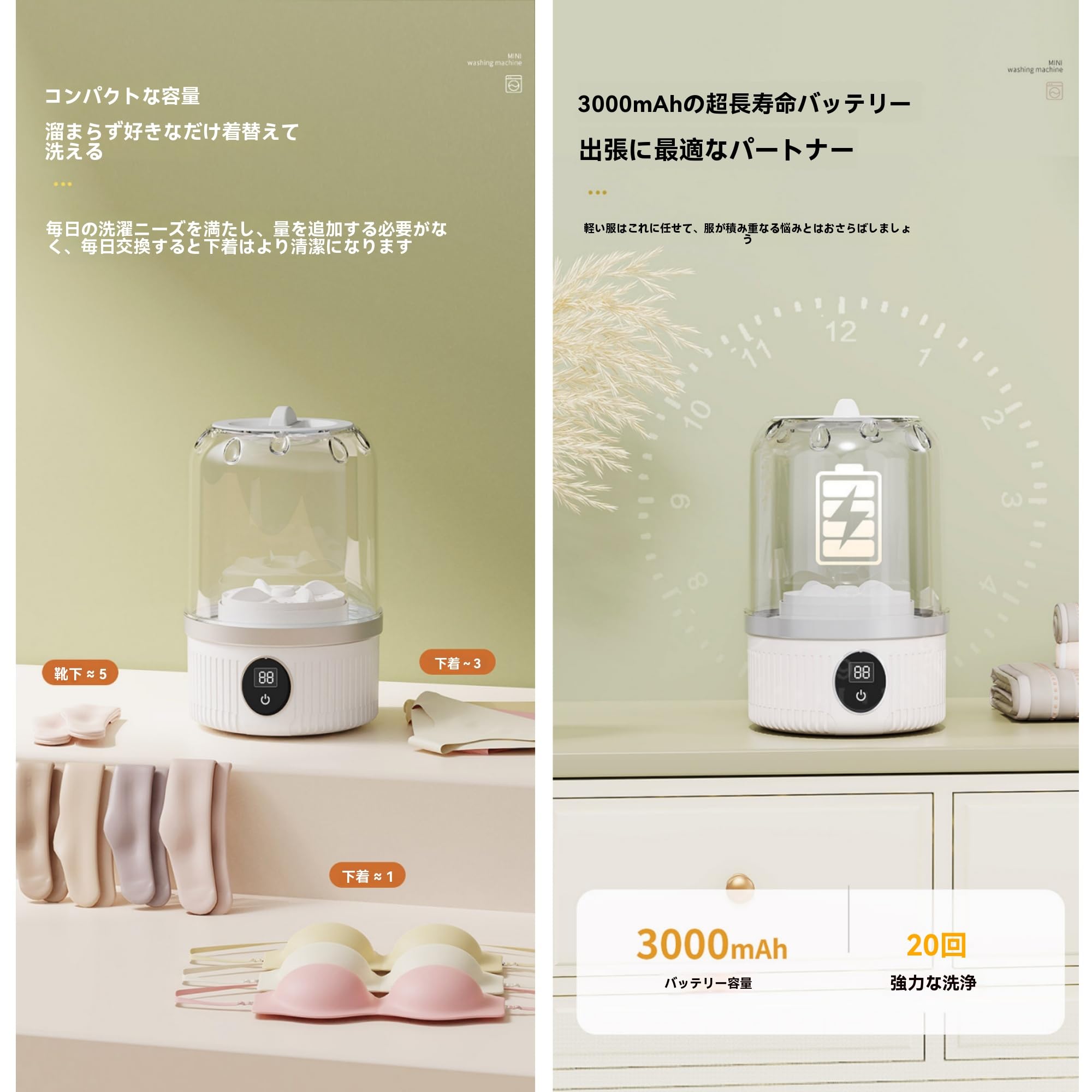 Amazon.co.jp: OXIZER小型洗濯機,コンパクト設計,高洗净力